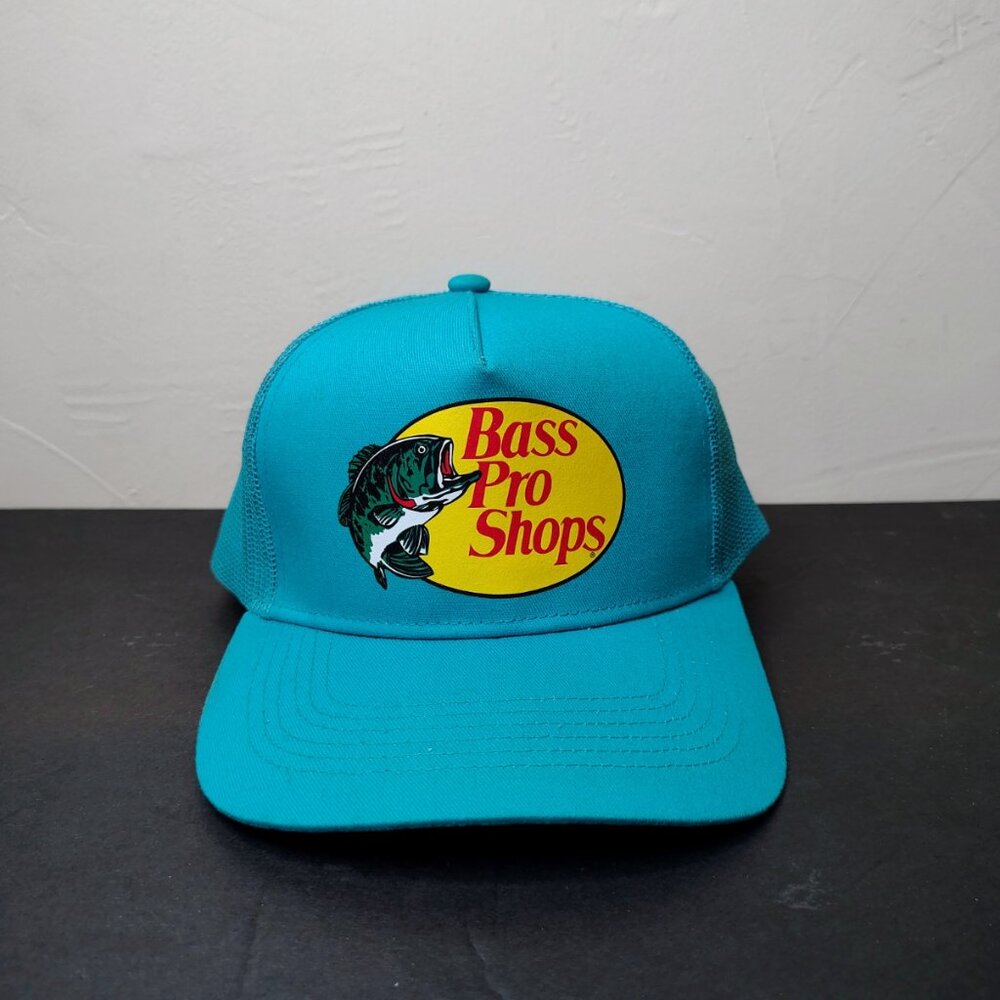 Bass Pro Shops Trucker Hat Cap Snap Back Turquoise Mesh‎ Adjustable Mens